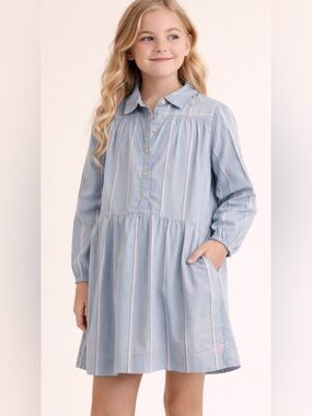 Vineyard Vines Gray Striped Kids Dress